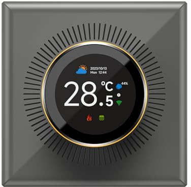 Fictory Termostato inteligente con control WiFi, pantalla de 1.32 pulgadas, 7 luces ambientales, compatible con calefacción de suelo de agua/eléctrica y caldera de gas, gestión de temperatura de