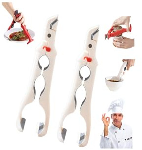 3-in-1 Hot Plate Gripper,2026 New Upgrade Hot Plate Gripper Lifters Tongs,Multi-Angle Anti-Scald Bowl Holder Clip & HotPlate Grabber Tool with Lock,Kitchen Utensil for Bowls,Pans,Dishes-2PACK