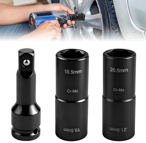 Doppelkopf Radmutternschlüssel 18,5–19,5mm & 20,5–21,5mm – 1/2 Zoll CR-MO Radschlüssel Set Mit 75mm Verlängerung, Dünnwand Stecknuss Für Auto Reifenwechsel, Ideal Für Radmuttern 19.5mm Lug Nuts