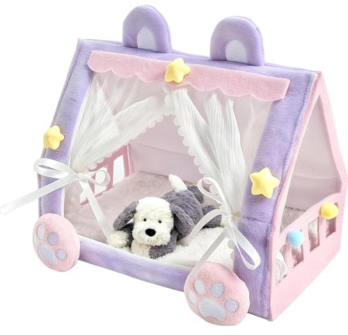 Gwtdtoad Puppenbett - Niedliches Miniatur-Hauszelt-Design - Puppenbetten Für Babypuppen | Für Kinder Mädchen Kleinkinder Spiel Kinderzimmer Rollenspiel Zuhause Wohnzimmer
