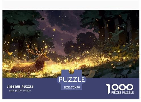 Cerf Puzzles 1000 Pièces Jeu De Défi Jouet Adultes Et Enfants Forêt enchantée Puzzle Impossible Défi ÉduChatif Loisirs Cadeau Décoration Maison 70x50cm/1000pcs