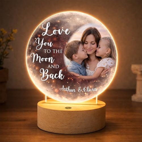 Star Online Personalised Mother’s Day Photo Plaque Gifts for Mum, Acrylic Picture Frame “I Love You to the Moon & Back” Gift from Daughter or Son