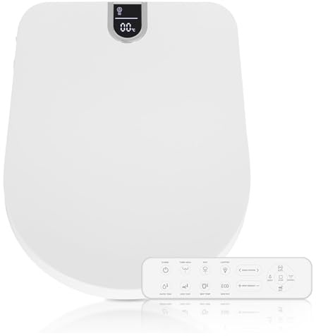 YOURLITE Electronic Smart Bidet Toilet Seat, Heated Seat with Dryer | Remote Control, Self-Cleaning Nozzle, Adjustable Warm Water, Electric Bidet Attachment Toilet, D/U Shape - 48.5x38cm