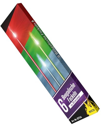 Nico 120 Bengalische Fackeln a 20cm Jugendfeuerwerk KAT1 Rot Blau Grün von AKTIVHANDEL