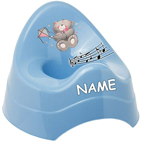 alles-meine.de GmbH Musik & Sound - Töpfchen/Nachttopf/Babytopf - blau Tiere - Teddybär - Teddy inkl. Name - Bieco - Melody - mit großer Lehne + Spritzschutz - Babytöpfch..