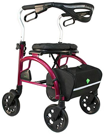 Evolution Xpresso Zero Lightweight Medical Walker Rollator with Seat, Large Wheels, Brakes, Backrest, Basket for Seniors Indoor Outdoor use (Tall)