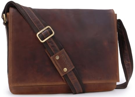 Bucklestone - Herren Leder Laptoptasche 17 Zoll - Schultertasche Groß - Messenger Bag/Arbeitstasche für Notizbuch A4 - Chester