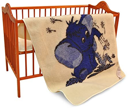 Hollert Wolldecke Merino Elefant Blau Kinderzimmer Kuscheldecke Wohndecke Tagesdecke