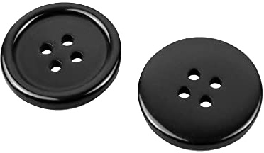 Knöpfe Schwarz 25mm, 4 Löcher, Schwarz, 25 mm, 20 Stück, 20 Stück (Schwarz-25mm)