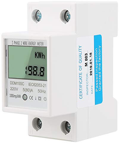 Yosoo Health Gear Compteur d'Énergie Électrique Monophasé, LCD Rétroéclairé, Rail Din, 220V/230V 50/60Hz, Affichage Numérique KWh