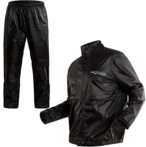 A-Pro Motorrad Wasserdicht Regenkombi Regenjacke Regenhose Regenanzug Schwarz L