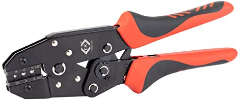C.K Tools Solar PV Crimpzange für MC3 und MC4 Stecker, Ratschenmechanismus mit Auto-Stopp, Präzisionsgehärtete Crimpbacken, für 2,5–6mm² Photovoltaik Solarkabel und PV Stecker, 250mm Profi CK T3671A