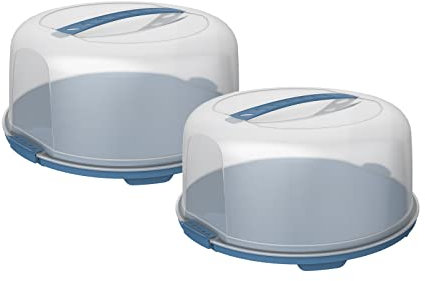 Rotho Fresh 2er-Set Tortenglocke, Kunststoff (PP) BPA-frei, blau/transparent,