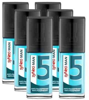 syNeo 5 MAN Antitranspirant Deo Pumpspray – 5-Tage-Wirkung – starker Schutz gegen Schwitzen & Geruch – Spray für Achseln – ohne Parfum – dermatologisch getestet – für Herren – 6er Pack (6 x 30 ml)