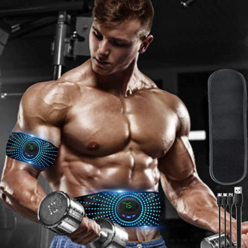 EMS Trainingsgerät, Bauchtrainer Elektrisch EMS Bauchmuskeltrainer 6 Modi & 9 Intensitäten mit EMS Technologie Effektiver Bauchmuskel-Gürtel für Männer und Frauenlstimulator für Männer und Frauen