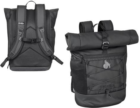 1. FC Köln Rolltop Rucksack - All Black - Sportrucksack | Schulrucksack | Backpack