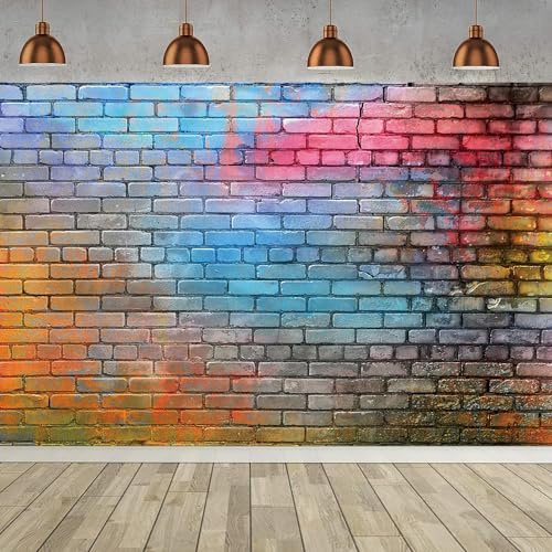 2.7x1.8m Foto Hintergrund Backsteinmauer Bunte Backstein Fotografie Hintergrund Baby Shower Geburtstag Party Hochzeit Graduierung Home Dekorationen Banner Fotowand Fotobox Fotostudio Requisiten