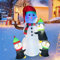 180CM Bonhomme de Neige de Noël Gonflable avec 3 Pingouins Sac de Sable Intégré 4 Piquets et 4 Cordes Décoration Noël Extérieure, géant Bonhomme Décoration de fête pelouse Gonflable en Plein air