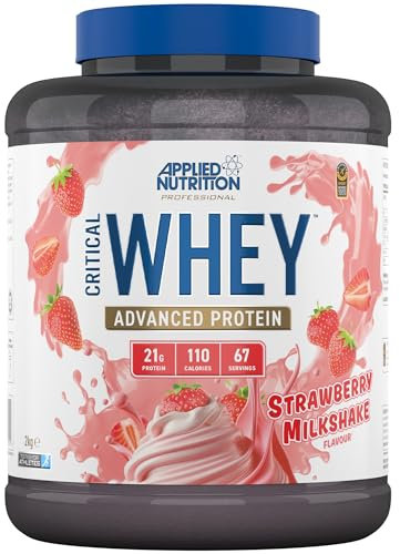 Applied Nutrition Critical Whey Protein Powder – 24g Protein per Serving, High Protein Powder, Protein Shake with BCAAs & Glutamine – Muscle Growth & Recovery (2Kg - 61 Servings)(Strawberry Milkshake)
