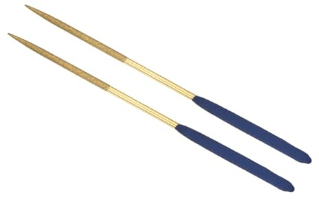 CoCud Lima de Aguja Recubierta de Diamante Vástago de 3mm, Longitud de 140mm Herramienta de Afilado de Lima Redonda Recubierta de Titanio para Metal, Vidrio, Piedra, 2 Piezas