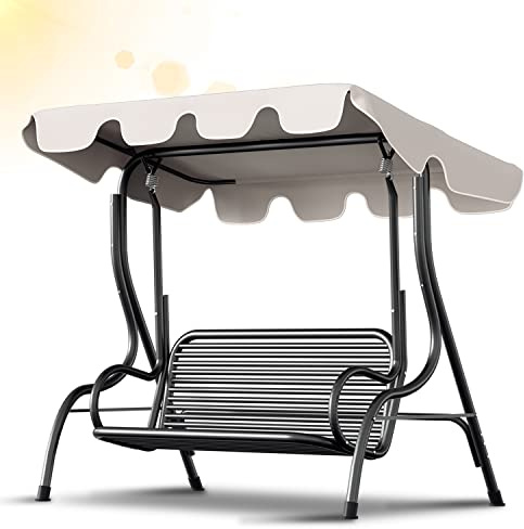 Daromigo Hollywoodschaukel Dachbezug Beige Universal Ersatzdach für Hollywoodschaukel 210x145cm Wasserdicht 3 Sitzer Gartenschaukel Dach UV-Schutz