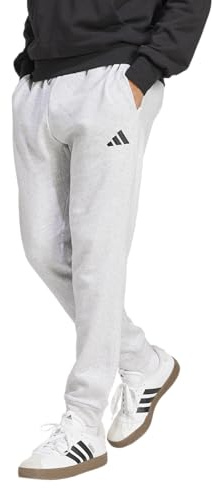 adidas Mens Essentials Feel Cozy Fleece Sportswear Pants, Light Grey Heather/Black, Large