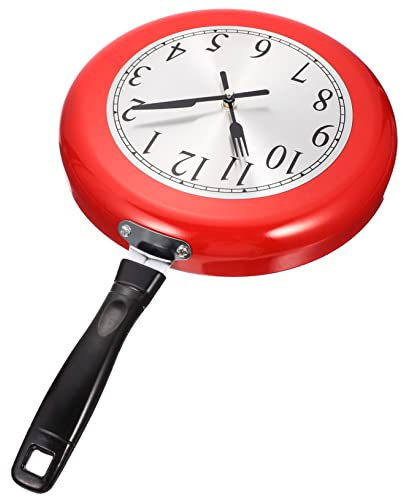 ABOOFAN Wanduhr Haushaltswanduhr Edelstahl Wanduhr Bratpfanne Modellierung Anhänger Uhr Für Wohnzimmer Schlafzimmer Büro