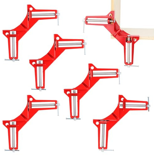 FUNSUEI 6 Stück Winkelspanner 90 Grad, Holz Ecke Klemme Rechtwinklige Winkel Klemme, Eckenspanner Winkelzwinge Gehrungszwinge für Bilderrahmen Holzarbeiten Staffelei Engineering