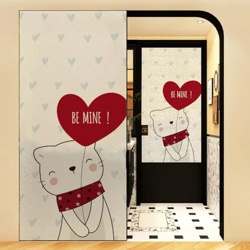 Milchglasfolie Ballon Red Cat Fensterfolie Schlafzimmer Fenster Sichtschutzfolie Milchglasfolie Selbstklebend Fenster Klebefolie Fenster Sichtschutz Folie für Fenster Fensterfolie Bad 50x100cm/4 Pcs