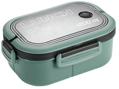 BYYLECL Lonchera hermética y apilable, contenedor de almacenamiento de alimentos sin BPA, lonchera térmica con compartimentos y cubiertos para oficina, escuela, almuerzo, color verde