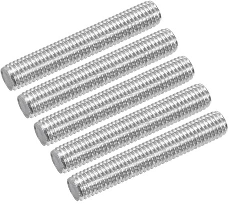QUARKZMAN 5 Stück Gewindestange M10 x 60mm Vollgewinde Stange 304 Edelstahl Rechtsgewinde Stäbe für Ankerbolzen, Klemmen, Haken und U-Bolzen, M10-1,5 Gewindesteigung