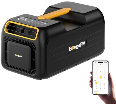 BougeRV Climatiseur portable 3500 BTU, climatiseur mobile 5 en 1, AC 100V-240V, distance d'alimentation en air de 3 m, adapté aux camping-cars, tentes, camions et autres véhicules de camping