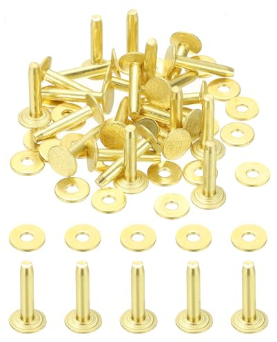 PATIKIL 9x3.3x17mm Rivets Et Rondelles En Cuir Pour La Couture En Cuir | 24 Ensembles De Rivets Et Rondelles En Laiton, Ceintures Portefeuilles Colliers Bricolage