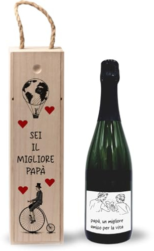 Generico ''Il migliore papà'' Set Regalo per Papà, Bottiglia di Vino con Scatola in Legno Etichetta Personalizzata con Foto Idea regalo festa del Papà Babbo Festa dei nonni Natale