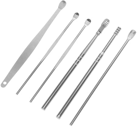 DEARMAMY 6stücke Teiliges Spiral-ohrschmalzentfernungsset Metall-ohrreiniger-set Wiederverwendbare Ohrküretten Ohrenschmalz-entfernungsset aus Edelstahl Ohrreinigungswerkzeugset