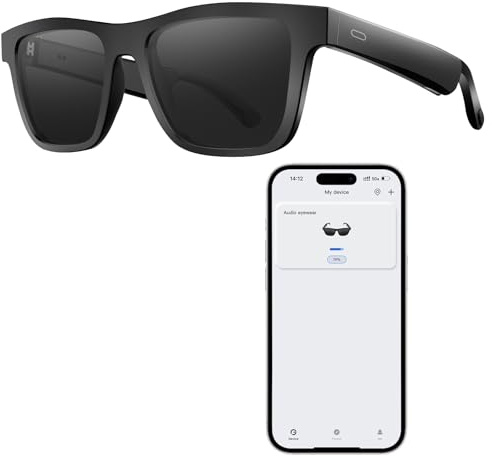 OBEST Intelligenta Bluetooth-glasögon för kvinnor och män, översättningsglasögon i realtid med 11 språk, smarta glasögon med högtalare och blåljusfilter, AI-översättare, UV-skydd, polariserad lins