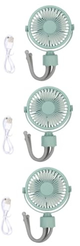 UKCOCO 3 Juegos Ventilador Portátil para Base Flexible Recargable por USB Ligero y Resistente al Agua para Cochecito Cama y Escritorio Ventilador de Mano para Verano