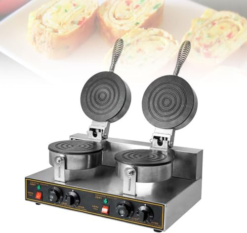asdchZen Machine À Rouleaux D'Œufs Commerciale À Double Tête, Crêpière en Acier Inoxydable avec Contrôle De Température Et Minuterie, Idéale pour Les Snack-Bars, Les Restaurants Et La Maison.