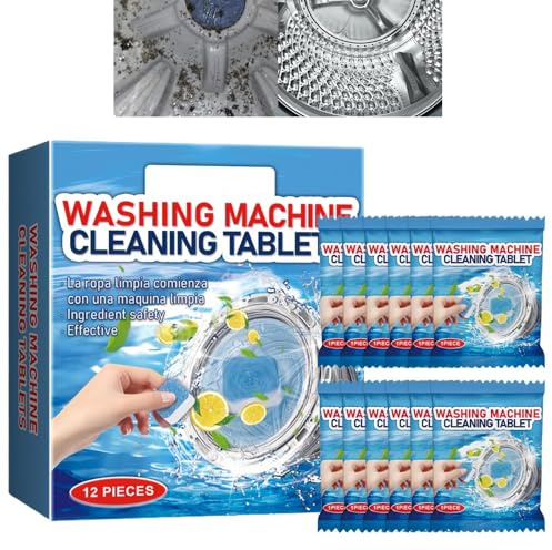 12PCS Washing Machine Cleaner & Descaler Tablets,Deep Clean Freshener,Washing Machine Tablets,Washer Cleaner Odor Remover,Washing Machine Deep Cleaner Ta/blets for Drum Limescale&Odours