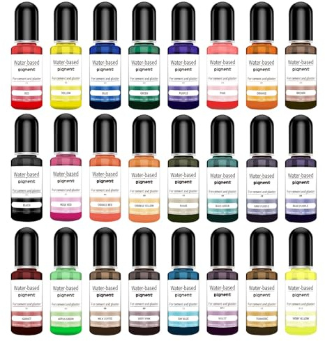 MENUY Pinturas para polvo de fundición, 24 colores, resina epoxi, pigmento a base de agua para velas, modelismo, polvo fácilmente soluble, pintura de hormigón, pintura en polvo, pintura de yeso 10 ml