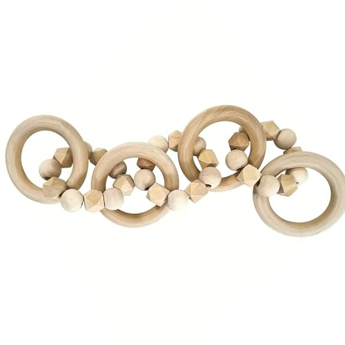 DEARMAMY Hand Carved Decorative Wood Chain with Geometric Octagon Beads, Minimalist Wooden Link Chain for Mantle Decorations and Festival Decors, Instant Decorative Upgrade with Elegant