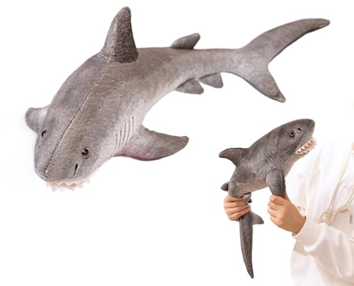 Generisch Requin en Peluche - 60 cm - Adorable Coussin Douillet pour la décoration - Animaux Marins comme Douillette - pour et Filles - Bureau - Lit et canapé - Vacances
