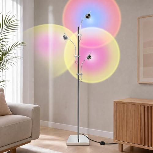 Kariosid RGB Halo Projector Floor Lamp, 3000K LED Projector lamp with Replaceable Color Filters,3 Head Sunset Projection Ambient Decor Light,69 Decor Mood Lighting for Living Room,Bedroom,Corner