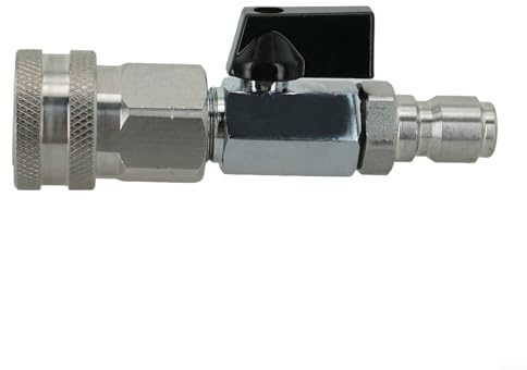 Gdfnmogo Válvula de bola de acero inoxidable de 3/8 pulgadas para lavadora a presión, kit de válvula de interruptor de encendido/apagado a prueba de fugas con conexión rápida y macho para adaptadores