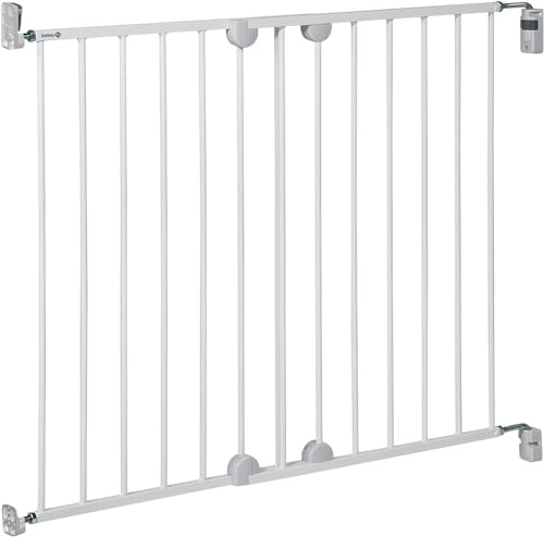 Safety 1st Wall Fix Extending, Schutzgitter (Schraubbefestigung), Tür- und Treppengitter, Babygitter auch für Hunde Geeignet, 6 Monate - 2 Jahre, Metal White (metall weiß)