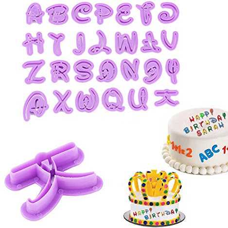 Delaman® Birthday Cake Alphabet Letter Mold Fondant Cutters Cookie Mold Decorating Tools