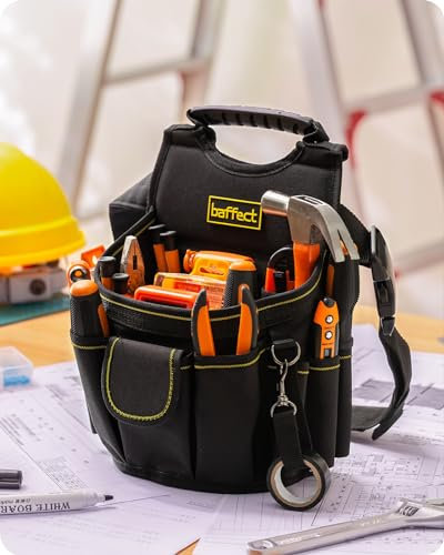 Baffect Electrician Tool Pouch - 20 Pockets Canvas Tool bag With Adjustable Belt, Heavy Duty Professional Waist Work Pouch for Technicians