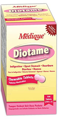 Medique MP220-13 Diotame Anti-Indigestion Chewable Tablet, Standard, Pink (Pack of 250)