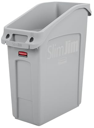 Rubbermaid Commercial Products 2026695 Slim Jim Abfalleimer mit Belüftungskanälen, 13 Gallonen, Grau