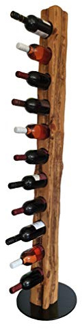 Wood & Wishes – Rustikaler Weinständer, Weinregal, Weinhalter aus massivem Holz; gefertigt in Handarbeit für 11 Flaschen Wein; Höhe 158 cm Ø 34 cm; Treibholzoptik; Landhausstil; dekoratives Unikat